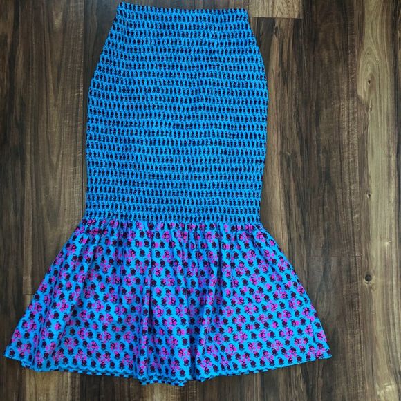 J. CREW Smocked Midi Skirt Monaco Blue Iris 00 - Picture 2 of 10